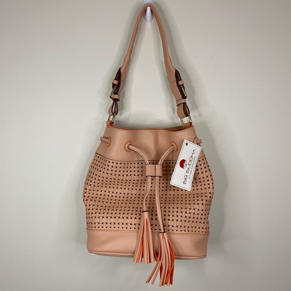 Big Buddha Handbags - Big Buddha Light Pink Cream Orange Drawstring Shoulder Bag